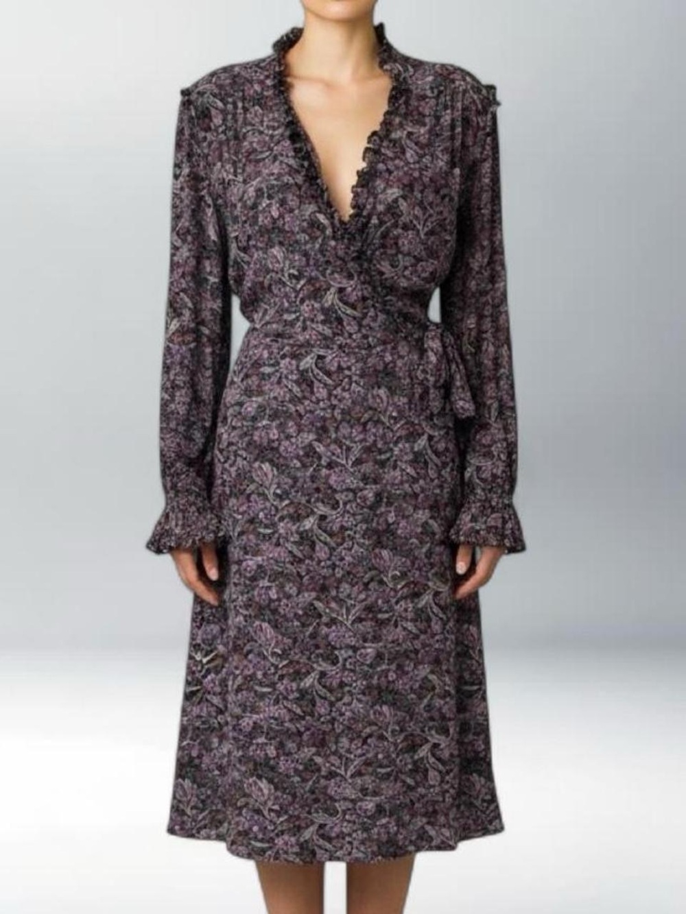 Vintage 70s 80s Diane Von Furstenberg Paisley Ruffled Boho Dress sz 12
